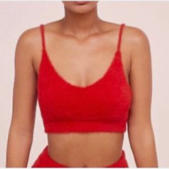 For Love & Lemons red Fiona fuzzy crop top. X-Large New - Picture 1 of 9